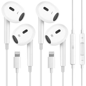 2 Pack Wired Headphones for iPhone (Lightning Connector Plug&Play) Earbuds Built-in Microphone & Volume Control,Compatible with iPhone 14/13/12/11/XR/XS/X/8/7/Pro/Pro MaxOfficial Certified Earphone