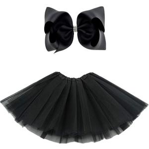 BGFKS 5 Layered Tulle Tutu Skirt for Girls with Hairbow, Ballet Dressing Up Kid Tutu Skirt (Teal)