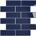 VEELIKE Navy Blue Subway Tile Peel and Stick Backsplash Blue Peel and Stick Tiles for Bathroom Kitchen 12 Sheets 12''x12'' Renter Friendly Self Adhesive Back Splash Stick on Tiles for Kitchen Walls