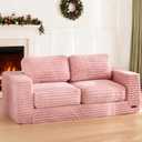 MAXYOYO Bean Bag Chair, Two-seat Bean Bag Sofa with Pillows and Armrests for Adults, Upholstered Loveseat Floor Sofa Couch Fluffy Chair Bean Bag Couch for Bedroom Living Room, Pink