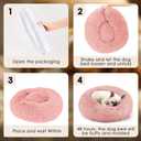 Hoewina Dog & Cat Bed, 20in Cat Beds for Indoor Cats, Calming Donut Bed for Puppy and Kitten, Washable Round Fluffy Pet Bed for Small Medium Dogs and Cats (Pink)