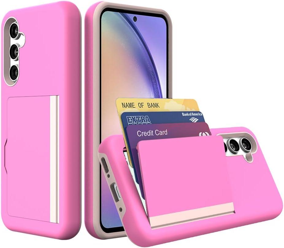 Galaxy A54 Case with Card Holder,Credit Card Slot Protective Wallet Case for Samsung Galaxy A54 - Pink
