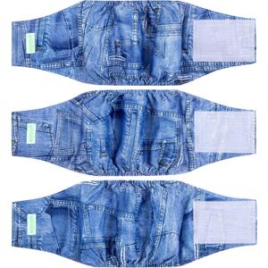Wegreeco Jeans Washable Male Dog Diapers (Pack of 3) - Washable Male Dog Belly Wrap (Medium)