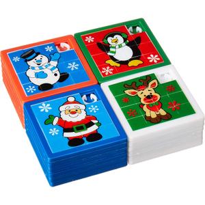 24 Bulk Christmas Slide Puzzle Party Favors and Stocking Stuffers