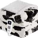 blunique Heated Blanket Throw Electric Blanket  Fast Heating Blanket with 10 Heat Settings & 10 Hours Auto Off, Cow Print Blanket Cozy Soft Fleece Sherpa, Washable, Warm Gifts for Grandma (Throw 50" x 60", 12 - Black White Cow)