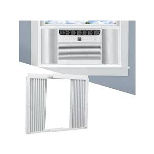 Memrita Window AC Side Panels with Frame Set,Air Conditioner Accordion Filler Curtain Replacement for Window AC Units,Fits Most 8,000 BTU Units,White,2 Pack
