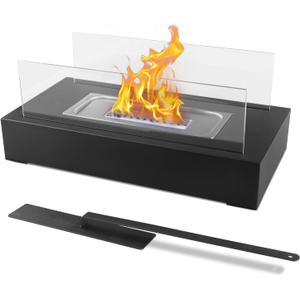 Table Fire - Upgraded Safer Gel Fuel fire Pit -, Gift for Home Decor, Balcony, Yard, Birthday, Mum and WeddingsFriday Nights (2-Glass Black)