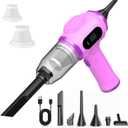 Portable Car Vacuum Cordless Mini Handheld Vacuums Cleaner Rechargeable with LCD Display and Multi-Nozzles, High Power Hand held Cleaners for Car, Home, Office, Sofa, Pet Hair,Keyboard (Pink)