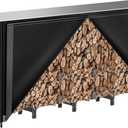 8ft Firewood Rack Outdoor with Cover, Heavy Duty Wood Racks Outdoor for Firewood, Indoor Firewood Storage Log Rack with Cover Wood Holder Set Black
