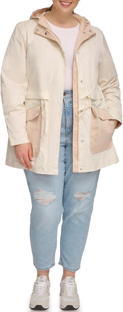 Levi's womens Cinch Waist Hooded Parka (Off-white) S