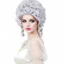 Rugelyss Vintage Short White Silver Curly Beehive Wig Updo Wigs for Women fits Halloween Party or Costume Wig Halloween Cosplay