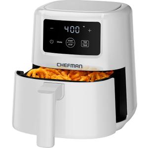 CHEFMAN 2 Qt Mini Air Fryer – Digital Space-Saving Compact Air Fryer with Nonstick and Dishwasher Safe Basket, Quick & Easy Meals in Minutes, Features Digital Timer and Shake Reminder – White, 2 Quart