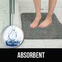 KANGAROO Bathroom Rugs, Chenille Soft Absorbent Bath Rug, Shaggy Shower Mat, Quick Dry Machine Wash Bathmat, Plush Carpet Mats for Tub, Bathtub and Room Home Decor Accessories, 24x17, Gray (Grey)