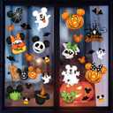 Halloween Mouse Window Clings Decorations, 95 PCS Window Stickers Mouse Shaped, Happy Halloween Double-Sided Large Size Cute Cartoon Ghost Pumpkin Bat Skeleton Reusable Decals for Kids Room Home Party