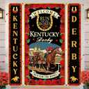 Kentucky Derby Decorations 2026 Run for the Roses Banner Horse Racing Porch Sign Set Kentucky Derby Door Banner for Kentucky Derby Party Supplies Indoor Outdoor Front Door Decor