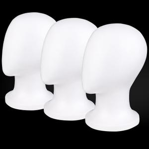 COOKOO 3 PCS Faceless Foam Mannequin Head Wigs Holder Styrofoam Wig Head Stand Wigs Foam Heads for Style, Model Hats ,Display Hair, and Hairpieces, Mask ,Home, Salon and Travel (3 Pieces)