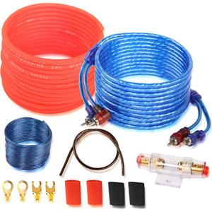 XMSJSIY Car Audio Wiring Kit Amplifier Cable Kit 1500 Watts Car Stereo Subwoofer Installation with Fuse for Car Truck Motorcycle 10 Gauge Amp