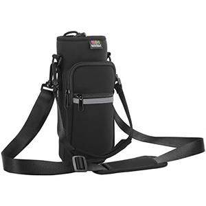 Nuovoware Water Bottle Carrier Bag,25oz/40oz/64oz Bottle Pouch Holder,Adjustable Shoulder Hand Strap 2 Pocket Sling Neoprene Sleeve Sports Accessories for Hiking Travelling Camping