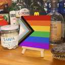 3 x LGBT Pride Month Gifts for Men Women, LGBT Rainbow Progress Pride Lesbian Gay Queer Home Office Desk Decor, LGBTQ Equality Decor Sign