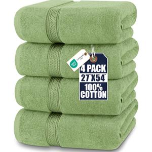 Utopia Towels 4 Pack Premium Bath Towels Set, 27 by 54 Inches, 100% Ring Spun Cotton 600GSM, Lightweight and Highly Absorbent Quick Drying Towels, Perfect for Daily Use, Sage Green