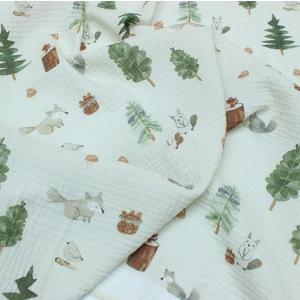 Organic Cotton Muslin Baby Blanket for Boys and Girls - Luxurious Soft Toddler Quilt for Swaddling - Gender Neutral Blanket - Baby and Toddler Gift - Forest Friends