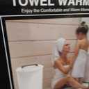 SAMEAT Heated Towel Warmers for Bathroom - Large Towel Warmer Bucket, Wood Handle, Auto Shut Off, Fits Up to Two 40"X70" Oversized Towels, White