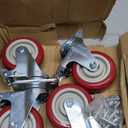 4 Inch Casters Set of 4 Heavy Duty with Brakes,Lockable 360-degree Swivel Plate Caster Wheels for Furniture,Table,Cart,and Workbench Included Screws,Load 2200lbs