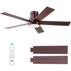 TCL 52" Bronze Flush Mount Ceiling Fan with Light & Remote