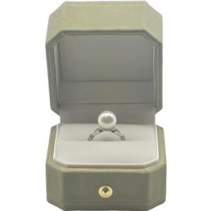 Velvet Jewelry Ring Box, Octagon Engagement Ring Box Ring Display Holder Case with Hinged Lid for Proposal Engagement Wedding, 2.44x2.44x2.17 IN U2-PRB001-Green