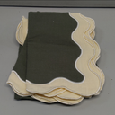 Set of 4 Cotton Linen Placemats, 13''x 19'' Wavy Embroidery Scalloped Placemats Washable Rustic Dinner Waterproof Table Mats (emerald Green)