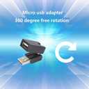 GELRHONR Swivel USB Adapter, Rotatable USB 2.0 Type A Male to Type A Female Extension Connector 360 Degree Rotation Adjustable Right Angle Extension Adapter Converter(Black- 2 Pack)