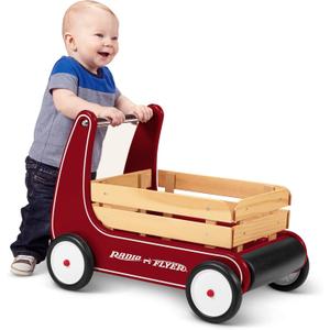 Radio Flyer Classic Walker Wagon, Red, for Kids 1-4 Years Old, Resistance Clickers to Control Speed, Baby Push Walker with Furniture Bumper, for Indoor Play