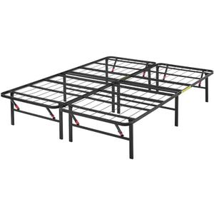 Amazon Basics Bed Frame with Storage, Foldable Metal Platform, Sturdy Steel, No Box Spring Needed, 14 inches High, Tool-Free Setup, King Size, Black