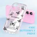 2 x Compatible for iPhone 16 Case, Pretty Butterfly Print Three-Dimensional Wave Clear Case for Girls Women, Soft Full Package Anti-Fall Cover for iPhone 16, Shadow Dance Black