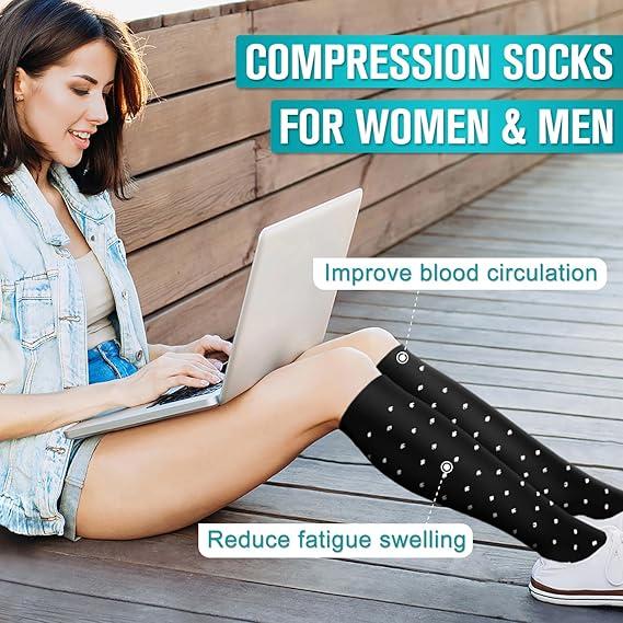 BLUEENJOY Copper Compression Socks for Women & Men (4 pairs) - Best Support for Nurses, Running, Hiking, Recovery, L/XL