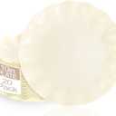 LIYH 20 Pcs 10 Inch Beige Plastic Plates Reusable - Unbreakable Plastic Scalloped Wavy Dinner Plates for Baby Shower Camping Party Outdoor Picnics Dishwasher Safe BPA Free