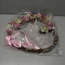 Dingion Boho Valentines Day Wreath Decorations 18 Inch Artificial Pink Heart Grapevine Wreaths for Front Door Baby's Breath Wreath for Anniversary Wedding Party Wall Window Mantel Decor