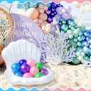 Gemscream Inflatable Seashell Pool Float Cooler, Mermaid Party Decorations, Blow up Shell Float Drink Holder, Under The Sea Theme Party Supplies for Summer Pool Beach Decor