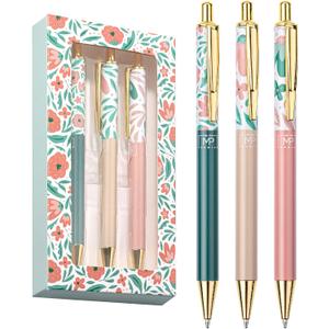 Mr. Pen- Luxury Floral Pen Set, 3 pcs, Black Ink Ballpoint Pens, Floral Pen, Fancy Pens for Women, Cute Pens for Journaling, Mother's Day (1 Count (Pack of 1))