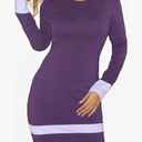 Aphratti Women's Long Sleeve Halloween Costume Adult Bodycon Mini Purple Dress L
