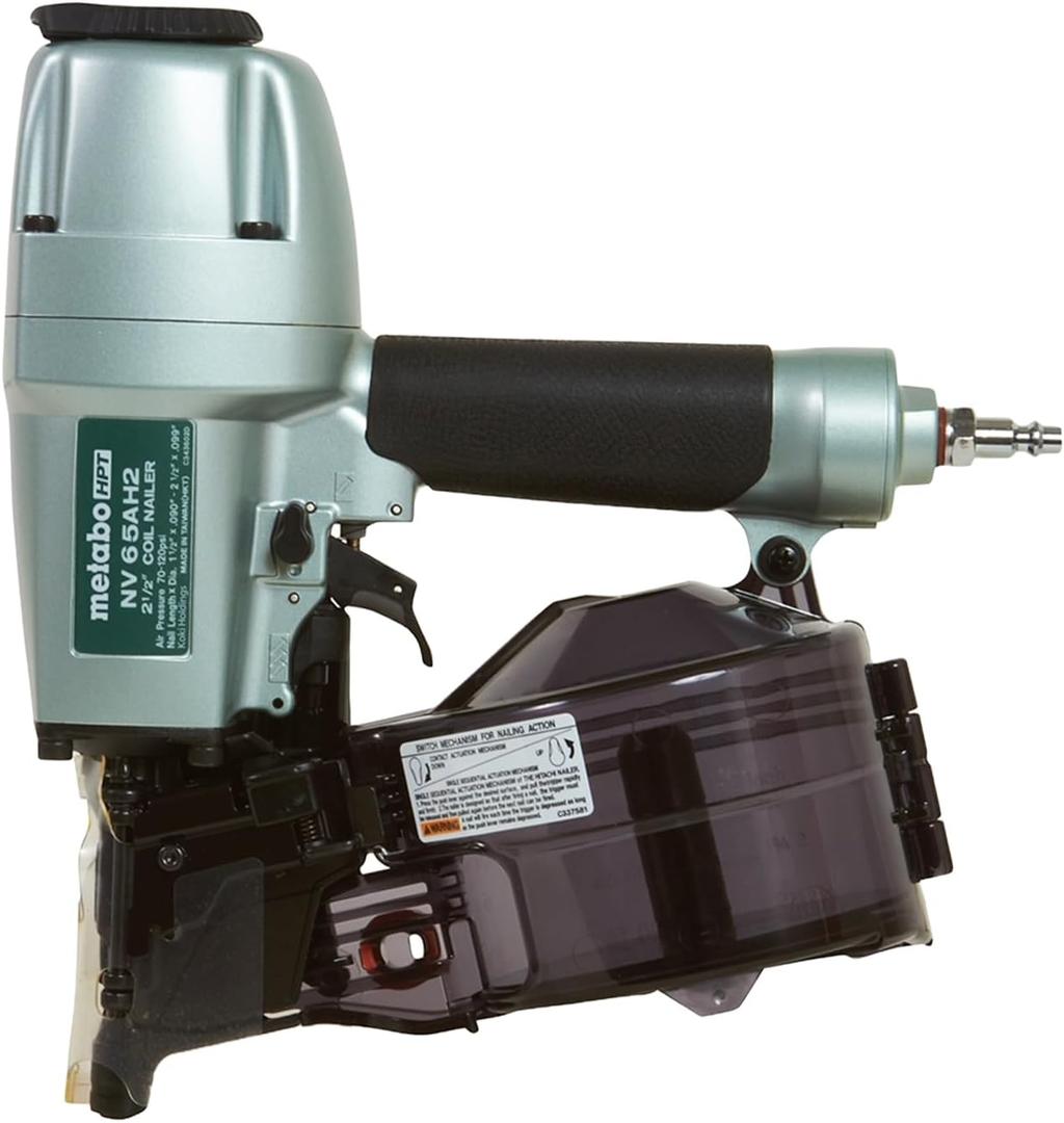 Metabo HPT Coil Siding Nailer, 1-1/2 inch to 2-1/2 inch Siding Nails, Side load, Tilt Bottom Magazine (NV65AH2)