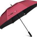 Gonex 80 Inch Golf Umbrella, Manual Open, Windproof, UV Protection | Black UV Coating, 210T Pongee, Fiberglass Shaft & Ribs, Rain & Water Resistant, Fits 4-6 People, Wine/ Black UV Coating