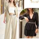 JASGOOD Women Skinny Elastic Belt for Dresses,Thin Retro Stretch Waist Belt with Golden Buckle (M Belt Length 31in,Up to 35in, A-black+brown(silver Buckle))