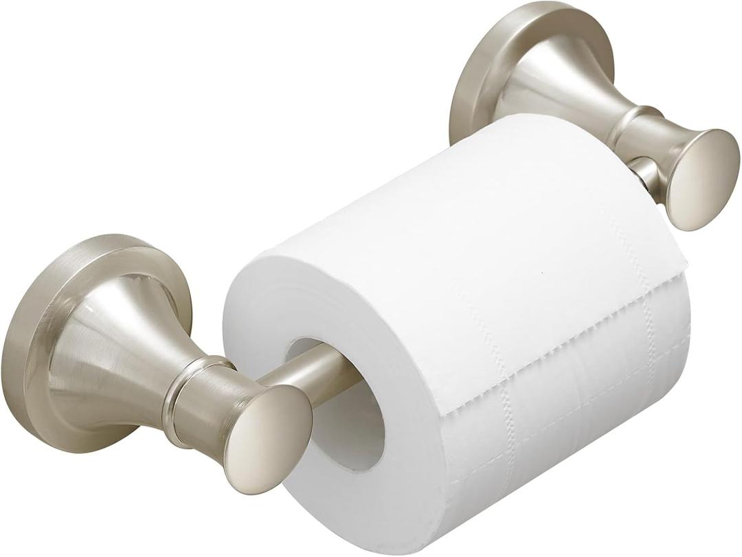 BESy Wall Mounted Toilet Paper Roll Holder Rustproof Tissue Paper Holder Bathroom Flexible Pivoting Tissue Handle Toilet Tissue Roll Holder, Brushed Nickel, Stainless Steel