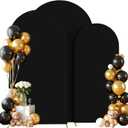 Wedding Arch Cover (7.2FT, 6.6FT, 6FT) Set of 3 Arch Backdrop Spandex Cover for Birthday Party Baby Shower Ceremony Banquet Decoration (Black, 7.2FT,6.6FT,6FT)