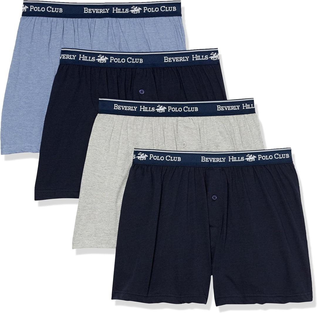 Beverly Hills Polo Club Men's 4 Pack Knit Boxer Short (XL)