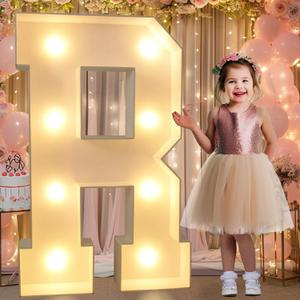 Pooqla 3 FT Marquee Light Up Letters, Large Light Up Letters for Birthday Party Decoration, Big Marquee Letters for Wedding Decorations Engagement Party Decorations, Letter R