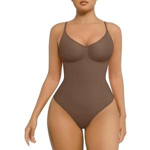FeelinGirl Shapewear Bodysuit for Women Tummy Control Seamless Sculpting Snatched Waist Body Suit Body Shaper Thong XS/S