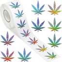 Weed Marijuana Stickers for Adult - 1 Roll 1000pcs Glitter Weed Decal Decorations, Cute Leaf Vinyl Sticker Label for Water Bottle Laptop Luggage Car Scrapbook Party Decor Gift (Gradient)