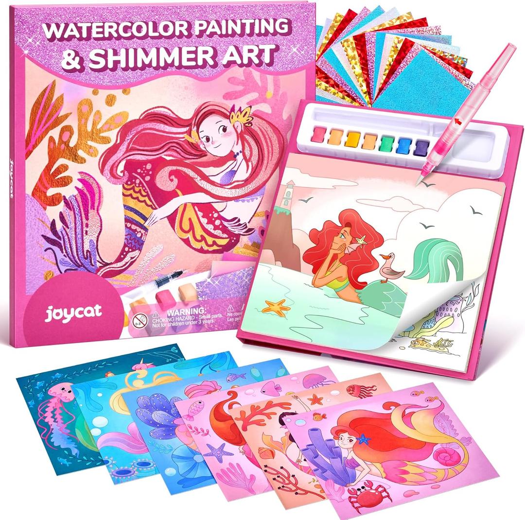 JoyCat Paint with Water Coloring Books, Art & Craft Activity, No Mess Art for Kids Ages 4-8, Craft Kits & Supplies, DIY Creative Activity, Gifts for Girls & Boys (Ocean Princess)
